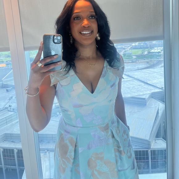 New: Adrianna Papell Embroidered Tulle Maxi Dress - Picture 3 of 7